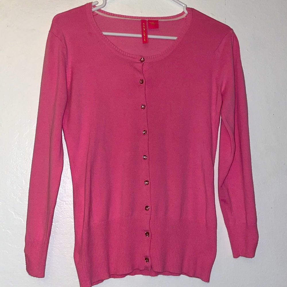 pink button up sweater. size small